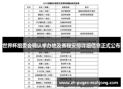 世界杯组委会确认举办地及赛程安排详细信息正式公布